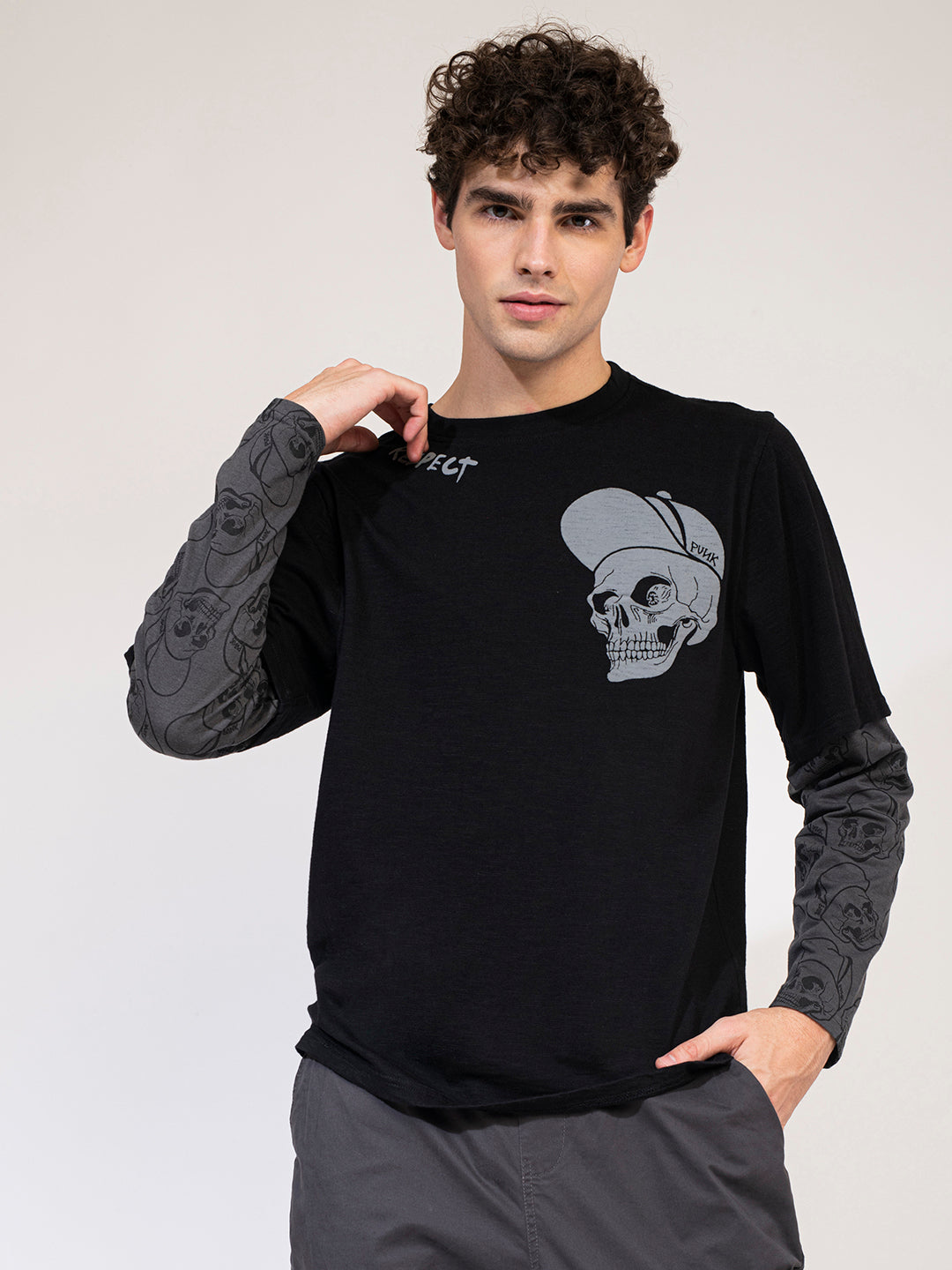 Punk RESPECT Black Oversized Long Sleeve Tshirt