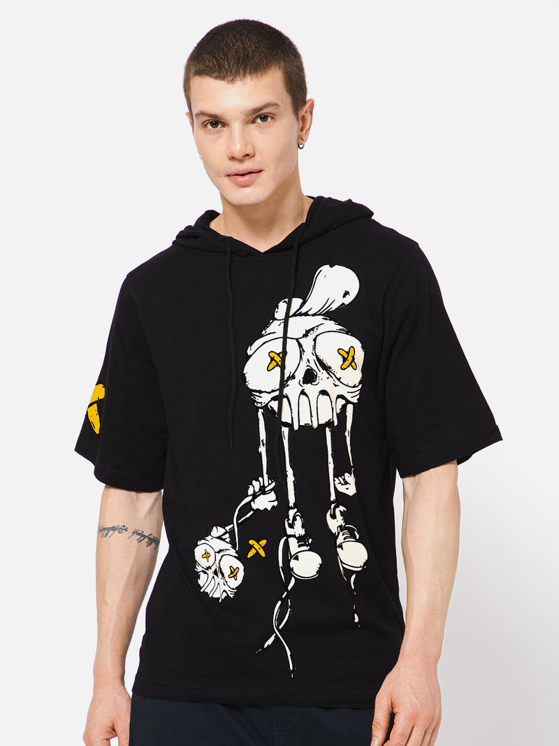 Punk PRAGUE-BALL Black Oversized Hoody Tshirt