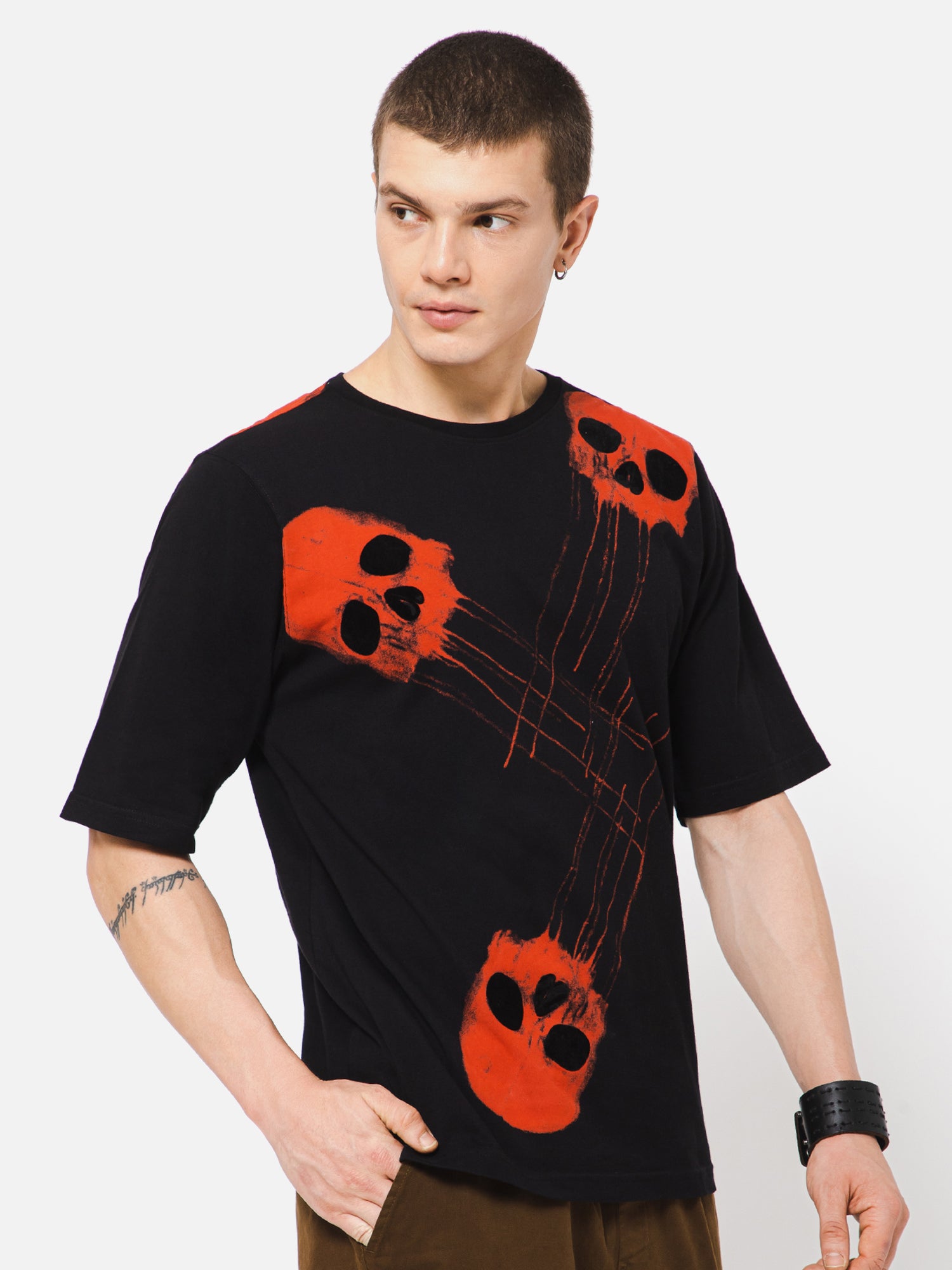 Punk DOT-SKULL Black Oversized Gothic T shirt