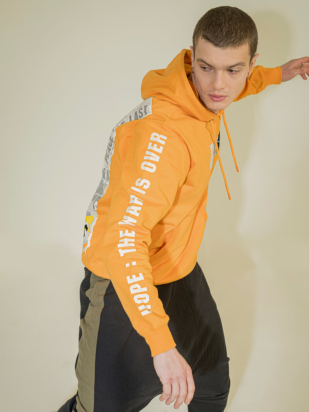 Punk HITLER-HEAD Orange Hoodie Sweatshirt