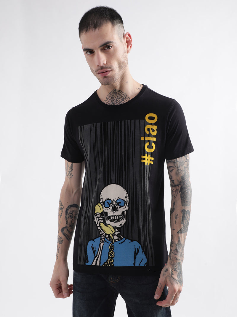 Punk CIAO Black Round Neck Tshirt