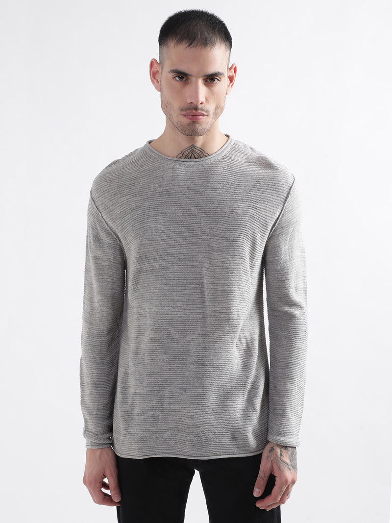 Punk Essential Round Neck Grey Melange Pullover