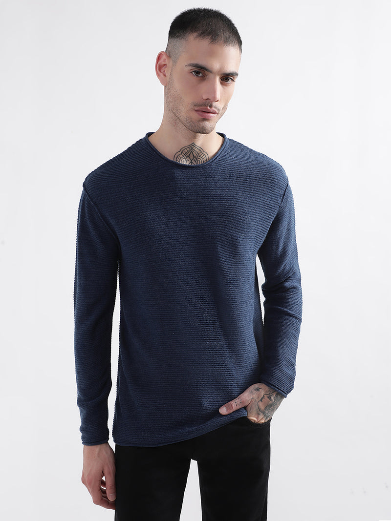 Punk Essential Round Neck Blue Pullover