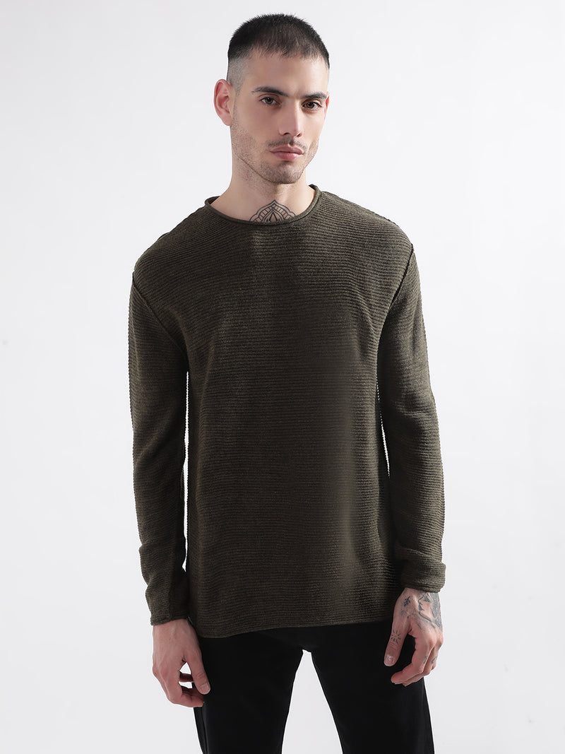 Punk Essential Round Neck Olive Pullover