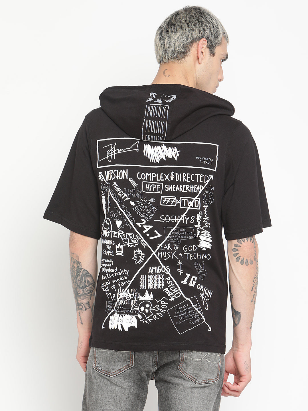 Punk Hype Short Sleeve Oversized Hoodie T-Shirt