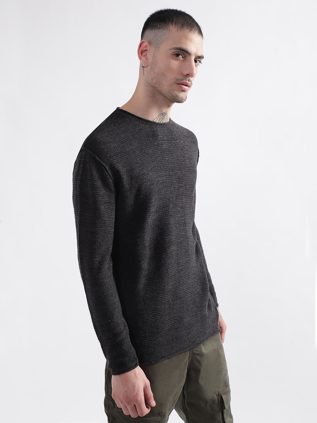 Punk Essential Round Neck Charcoal Pullover