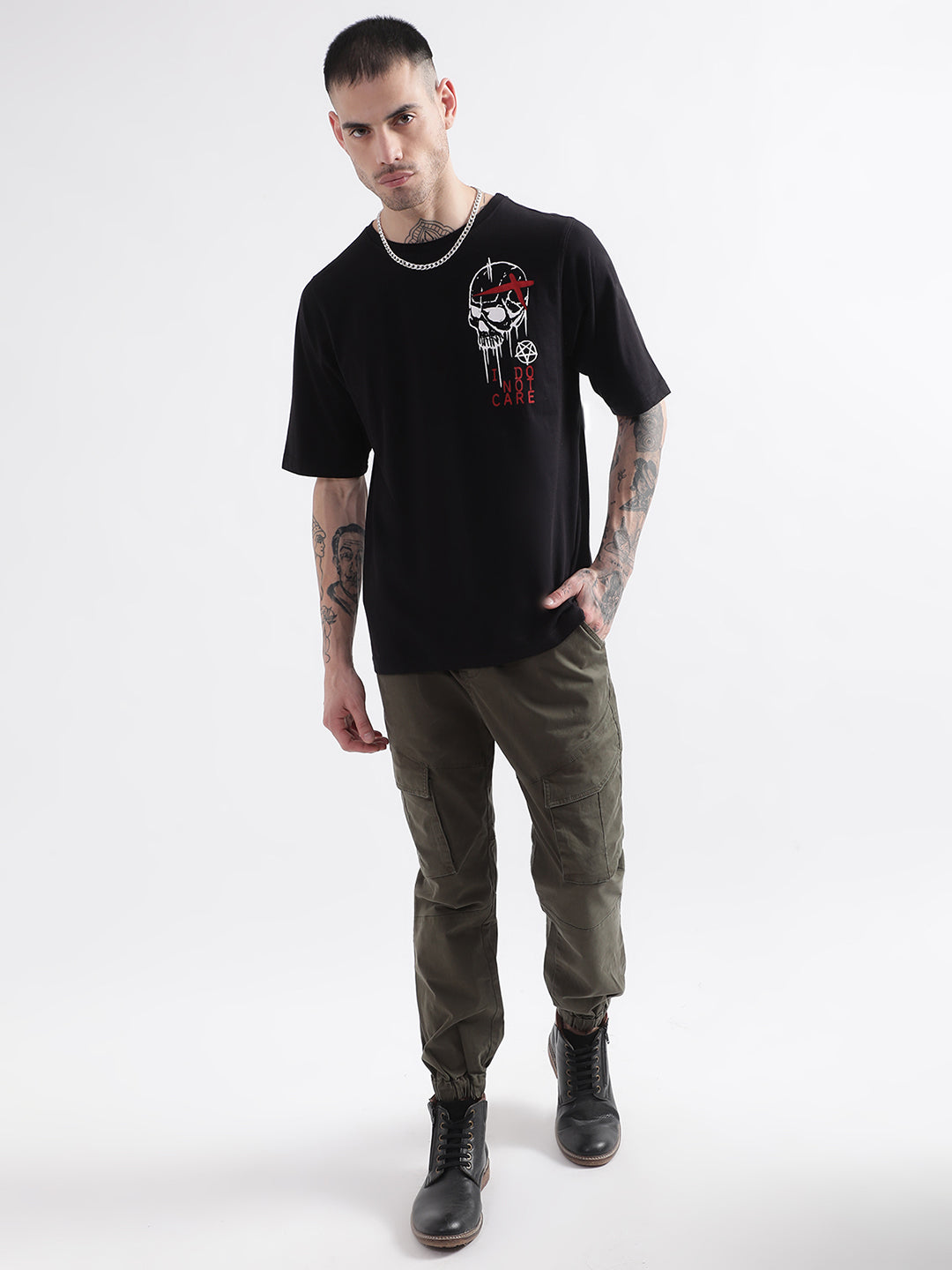 Punk I-DO-NOT-CARE Black Oversized Tshirt