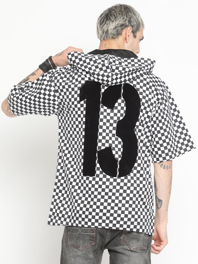 Punk Men Black & White Check Shirt