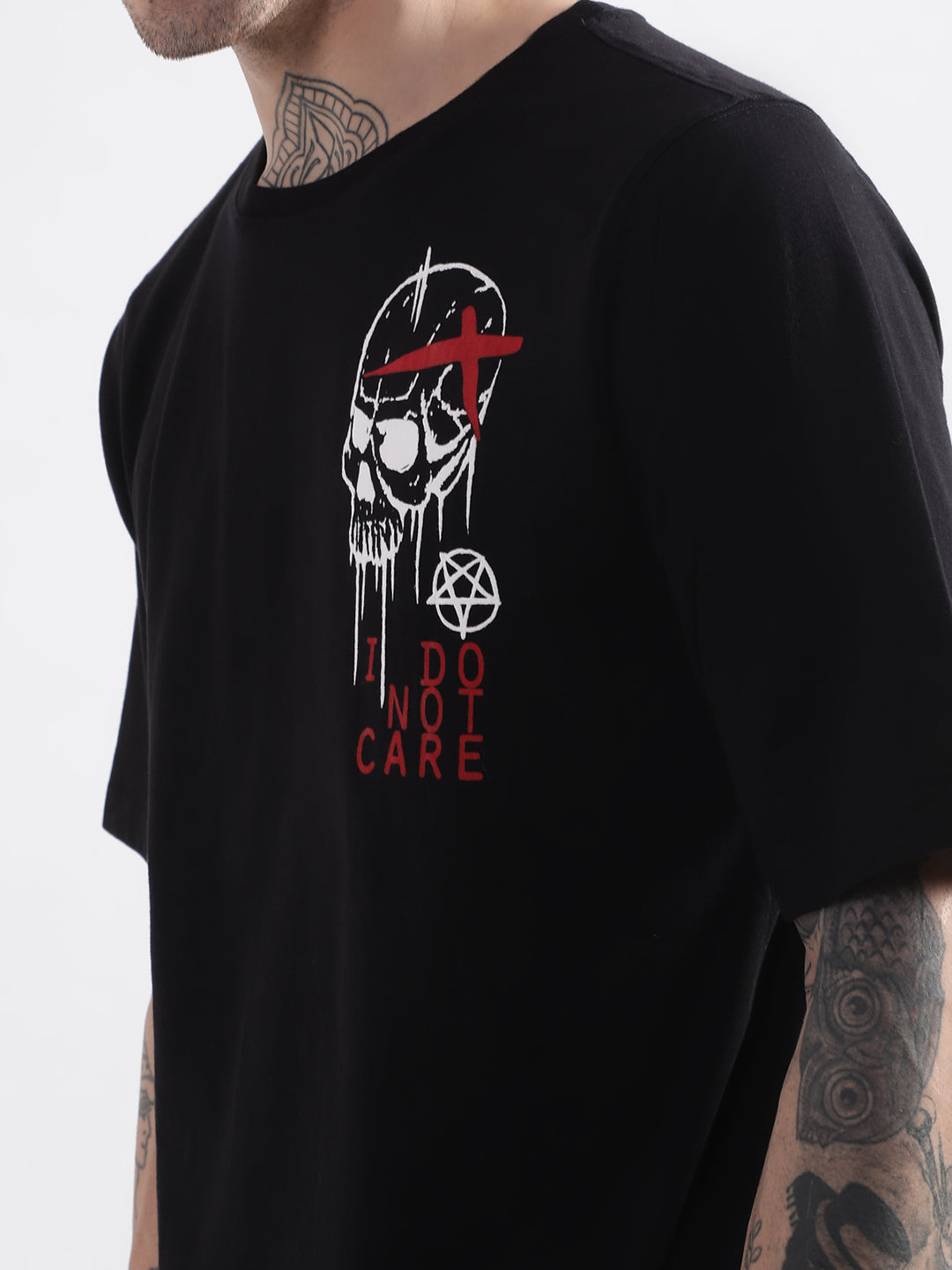 Punk I-DO-NOT-CARE Black Oversized Tshirt