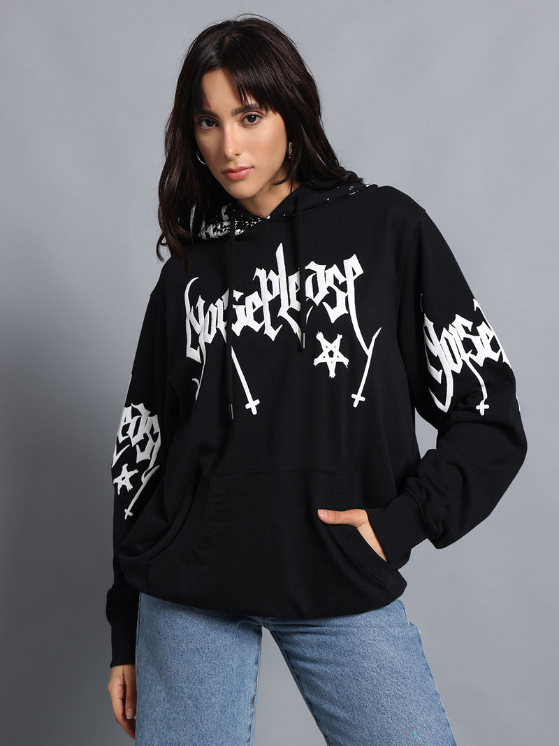 Punk Noise Please Black Sweatshirt for Women