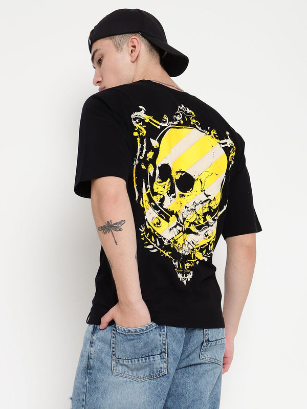 PUNK Black SKULL-CROSSING Short Sleeves Oversized Tshirt