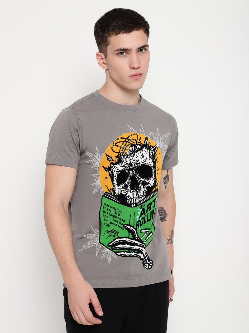 PUNK Grey ART-OF-ROLLING Short Sleeves Regular Fit Tshirt