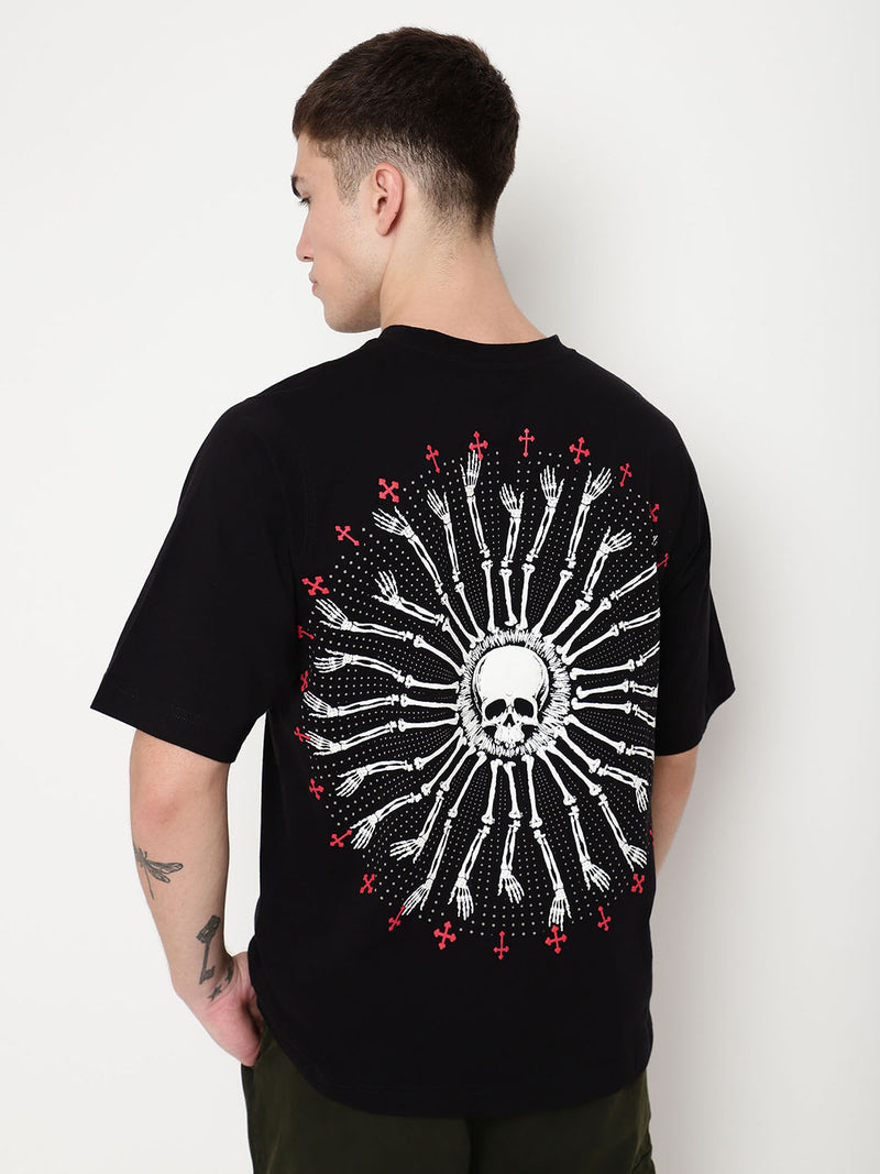 PUNK Black CIRCLE Short Sleeves Oversized Tshirt