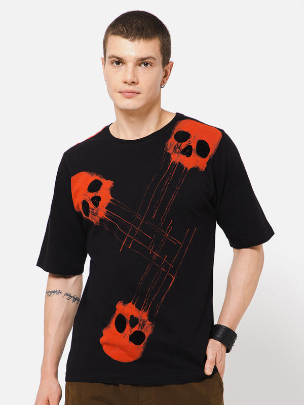 Punk DOT-SKULL Black Oversized Gothic T shirt