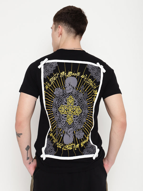 PUNK Black IN-DEATH-WE-TRUST Regular Fit Tshirt