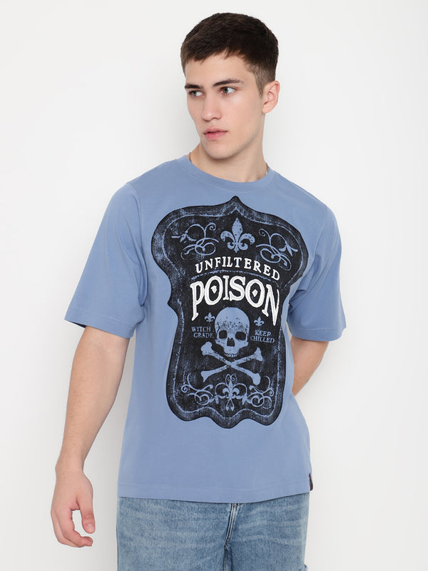 PUNK Blue POISON   Regular Length Short Sleeves Oversized Tshirt