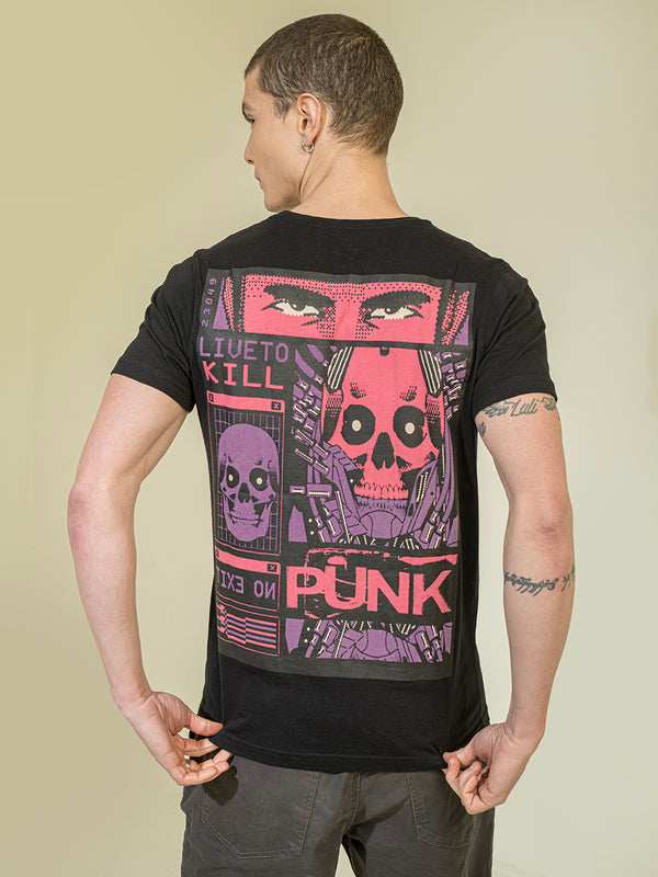 CYBER PUNK Men Black T-Shirt