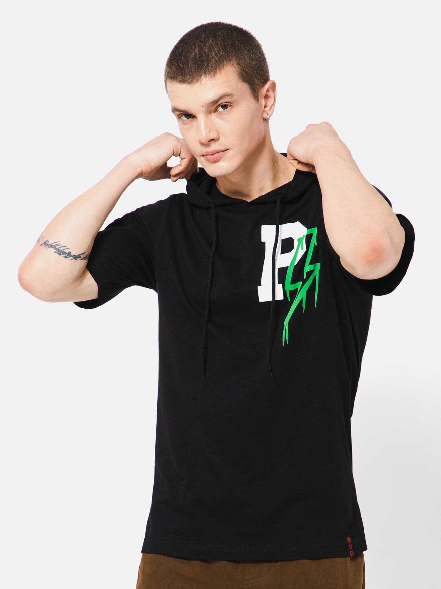 Punk LEGENDARY Black Oversized Printed Hoody T shirt