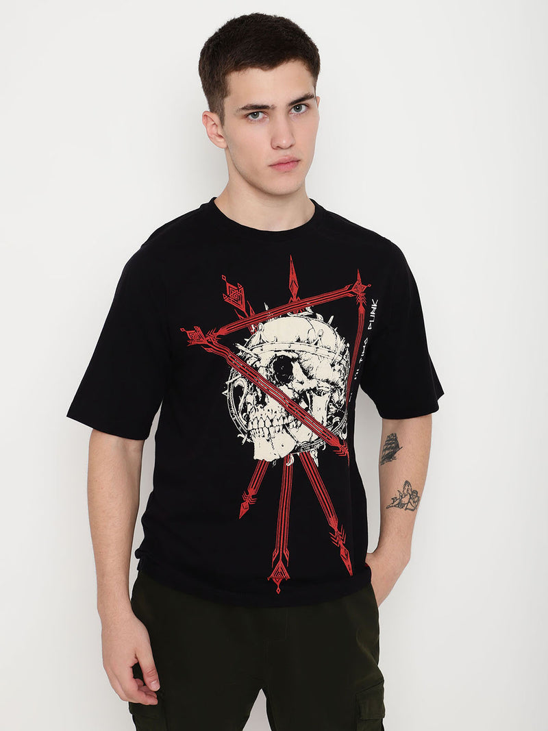 PUNK Black SINTRA-GOTHIC Short Sleeves Oversized Tshirt