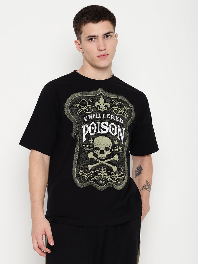 PUNK Black POISON Short Sleeves Oversized Tshirt