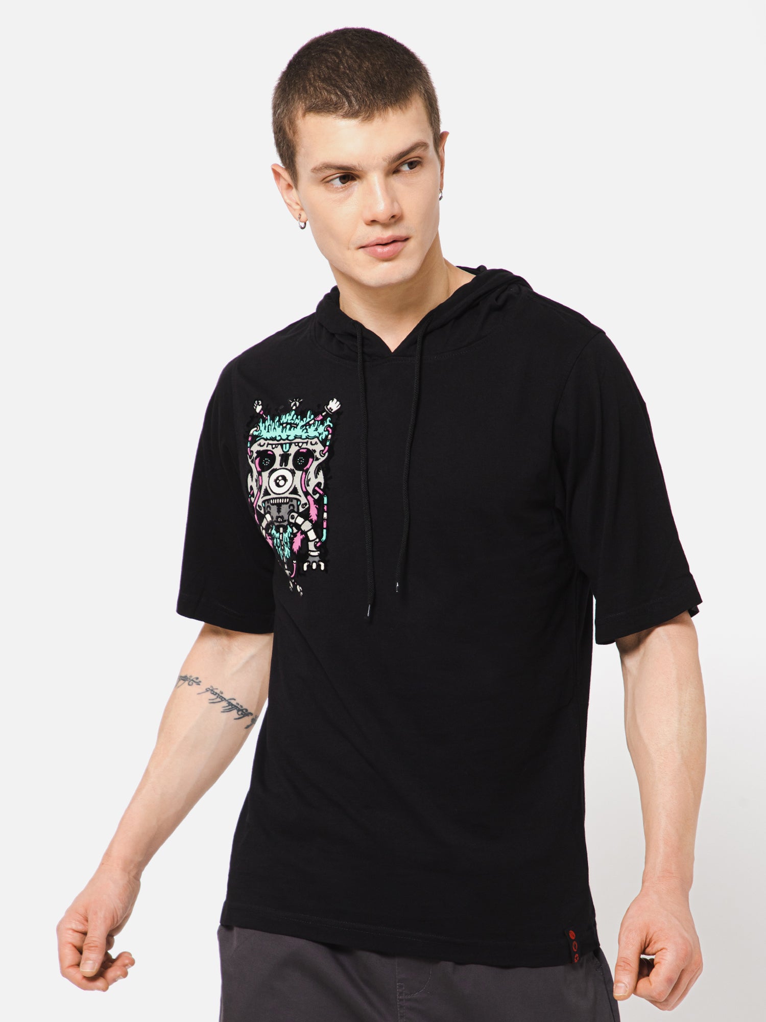 Punk INDUSTRIAL POP Black Oversized Hoodie T shirt