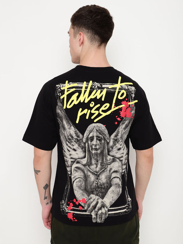 PUNK Black FALLEN-TO-RISE Oversized Tshirt