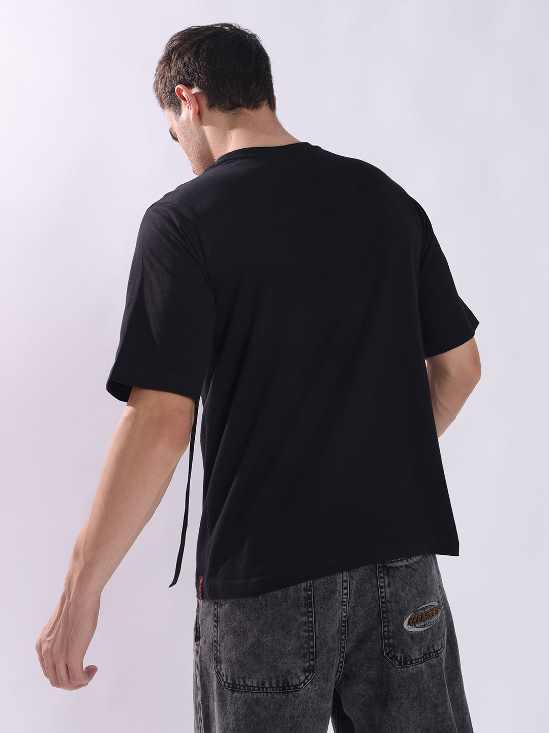 PUNK Gothic-D-Tape Black Oversized T-Shirt for Men