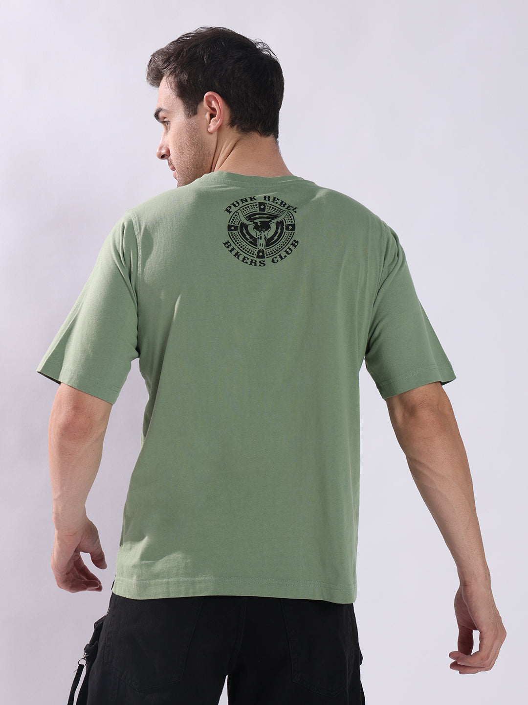 PUNK Rebel Oversized T-Shirt for Men - Olive | Edgy Streetwear