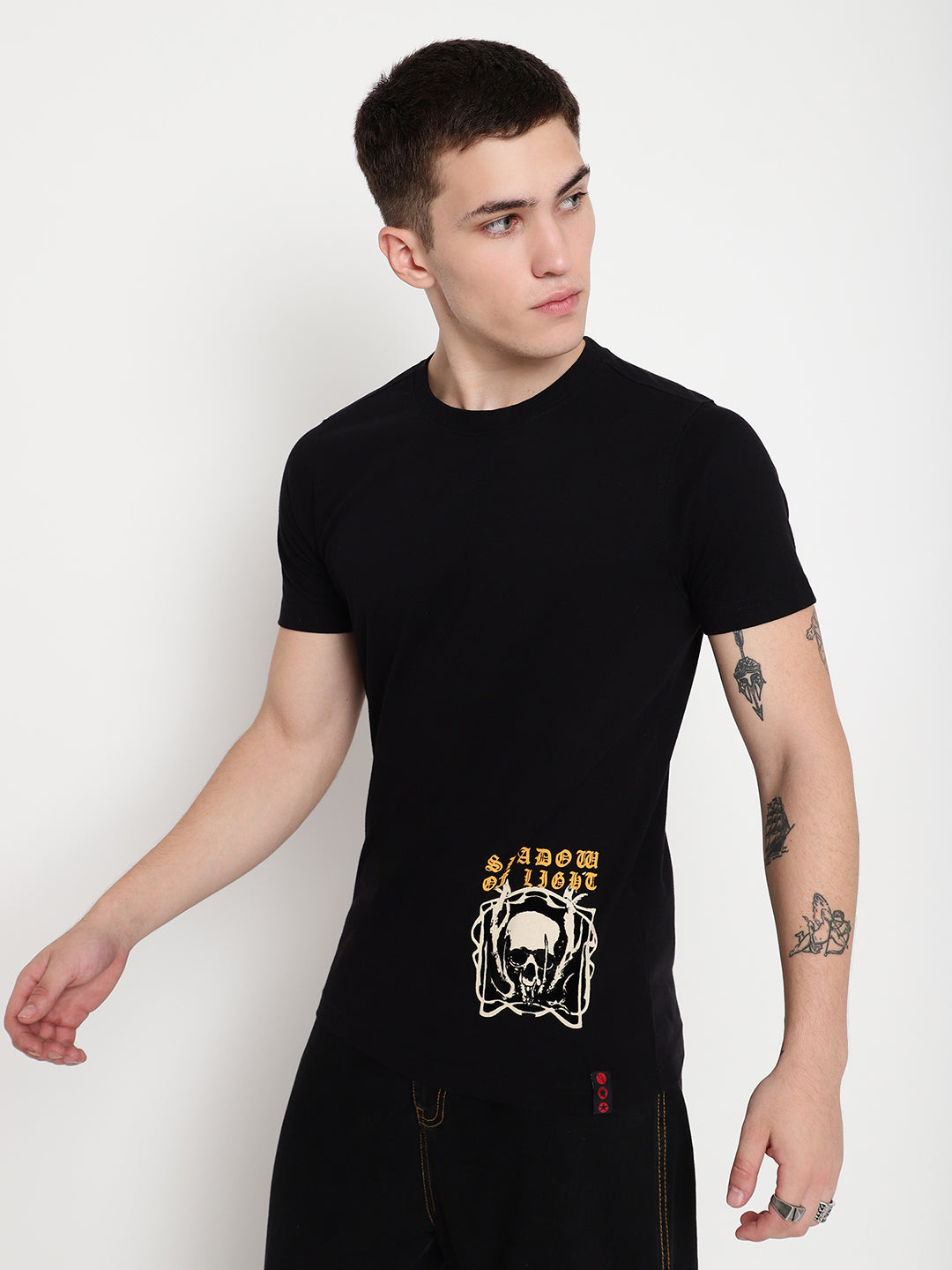 PUNK Black SHADOW-OF-LIGHT Regular Fit Tshirt