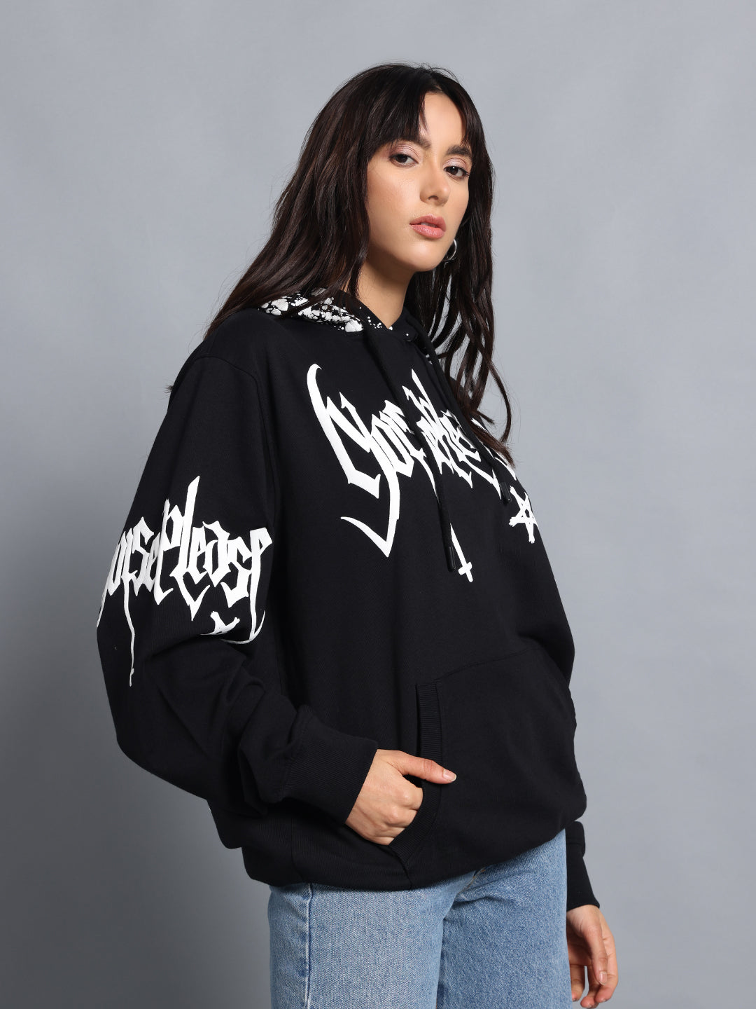 Punk Noise Please Black Sweatshirt for Women