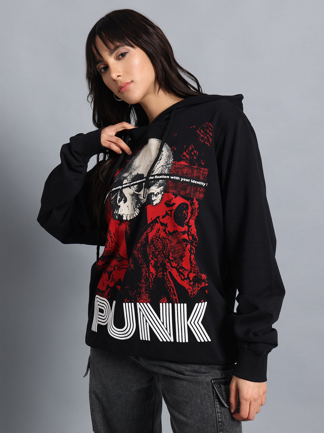 Skull Tape Black Sweatshirt for Women | Buddy Set by PUNK