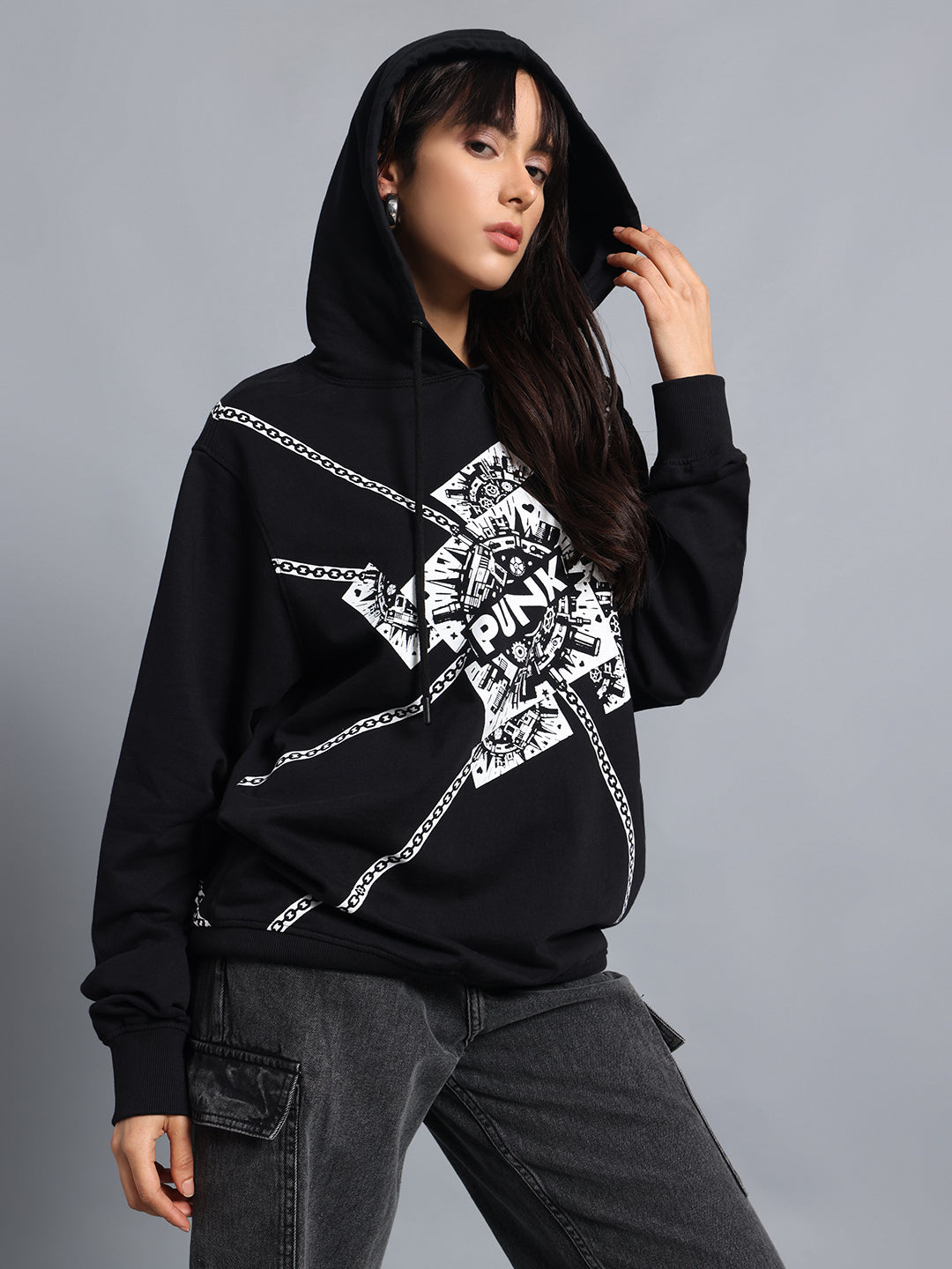 Chained PUNK Black Sweatshirt for Women | Buddy Set by PUNK