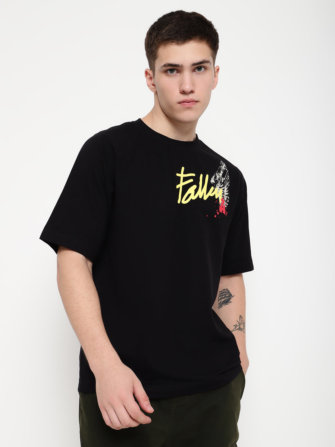 PUNK Black FALLEN-TO-RISE Oversized Tshirt