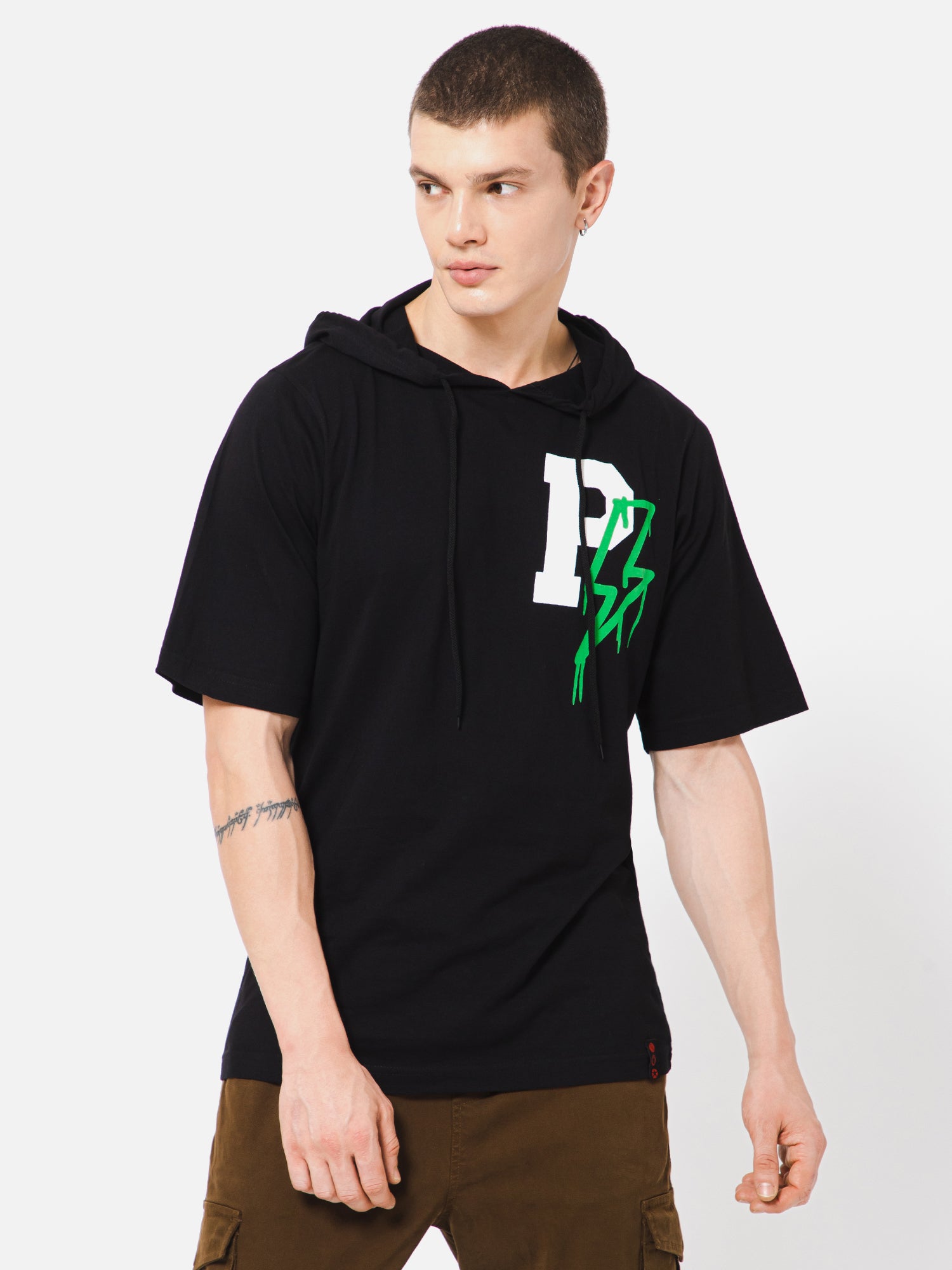 Punk LEGENDARY Black Oversized Printed Hoody T shirt
