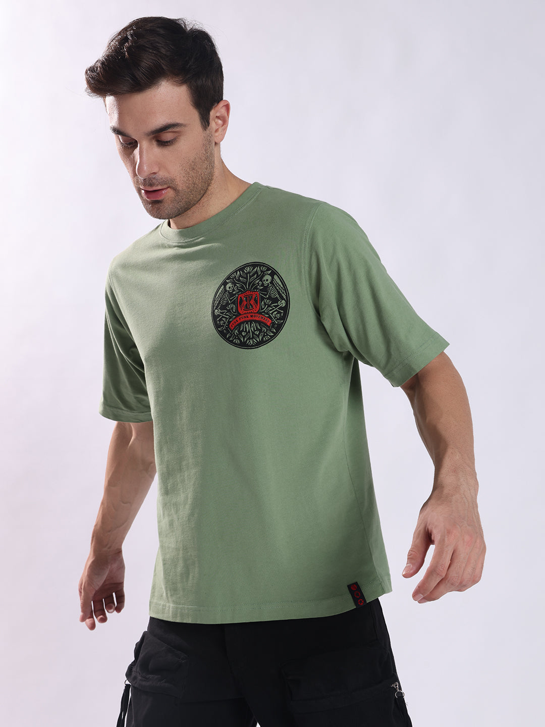 PUNK Movement Oversized T-Shirt for Men - Olive | Statement Streetwear