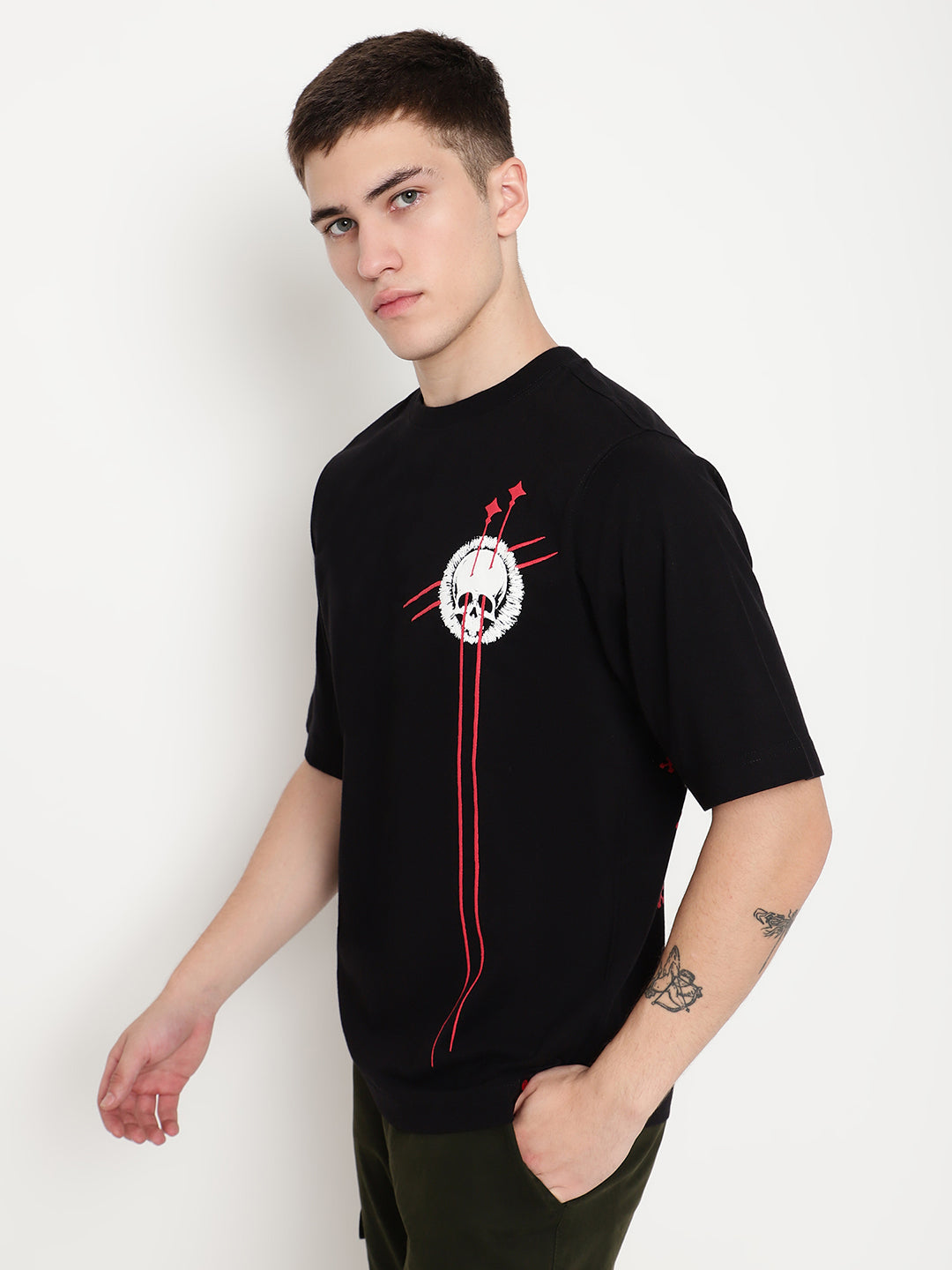 PUNK Black CIRCLE Short Sleeves Oversized Tshirt