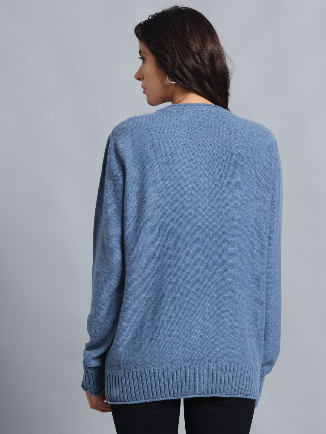 PUNK Blue Cardigan Sweater for Women – Stylish Front-Open Winterwear