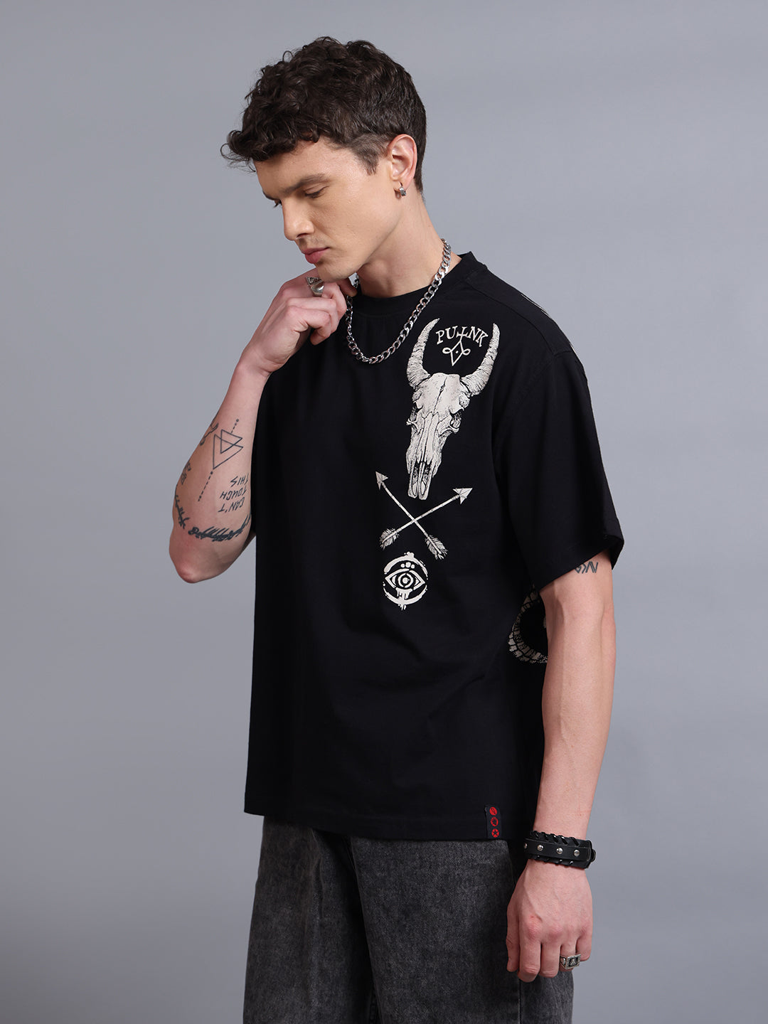 THE-PUREGOTH Oversized Black T-Shirt | Gothic Streetwear by PUNK | New In