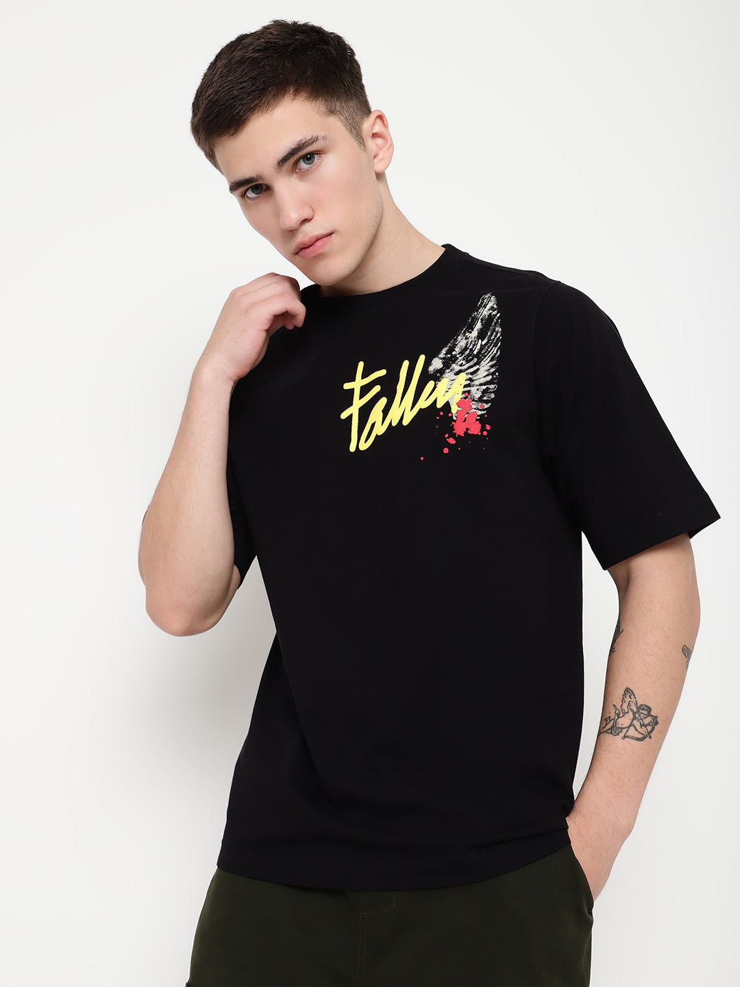 PUNK Black FALLEN-TO-RISE Oversized Tshirt