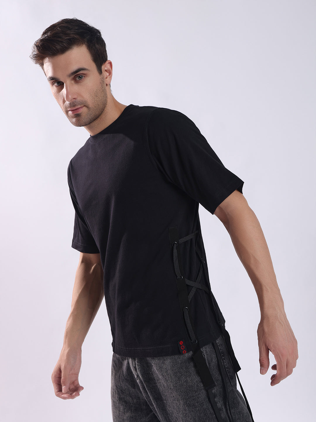 PUNK Gothic-Side-Dori Black Oversized T-Shirt