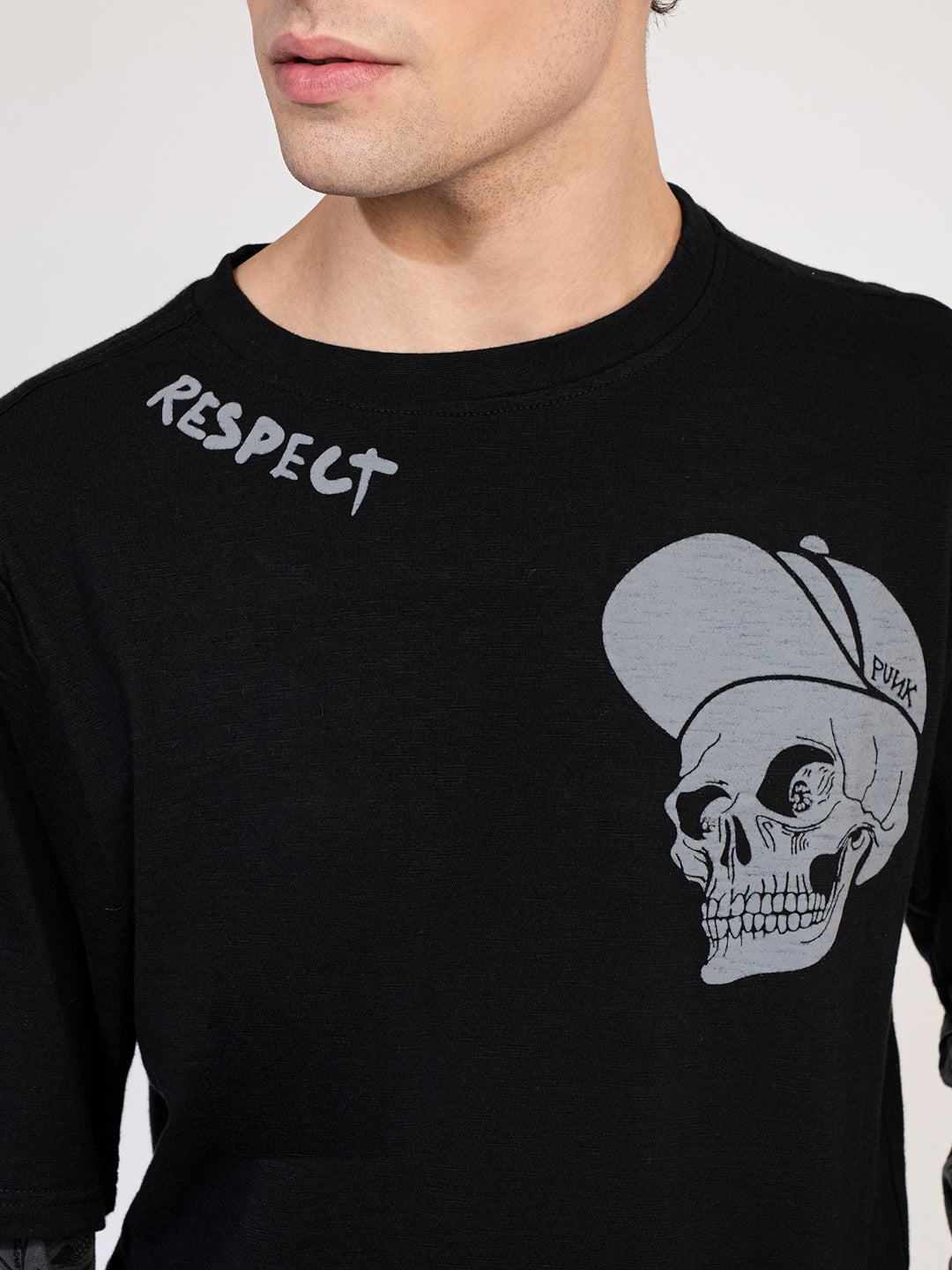 Punk RESPECT Black Oversized Long Sleeve Tshirt