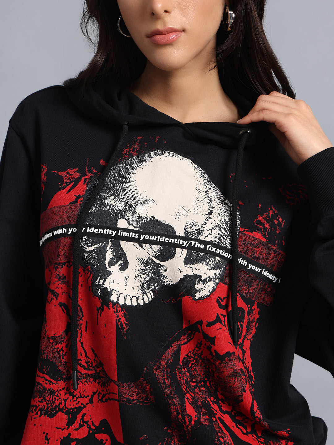 Skull Tape Black Sweatshirt for Women | Buddy Set by PUNK