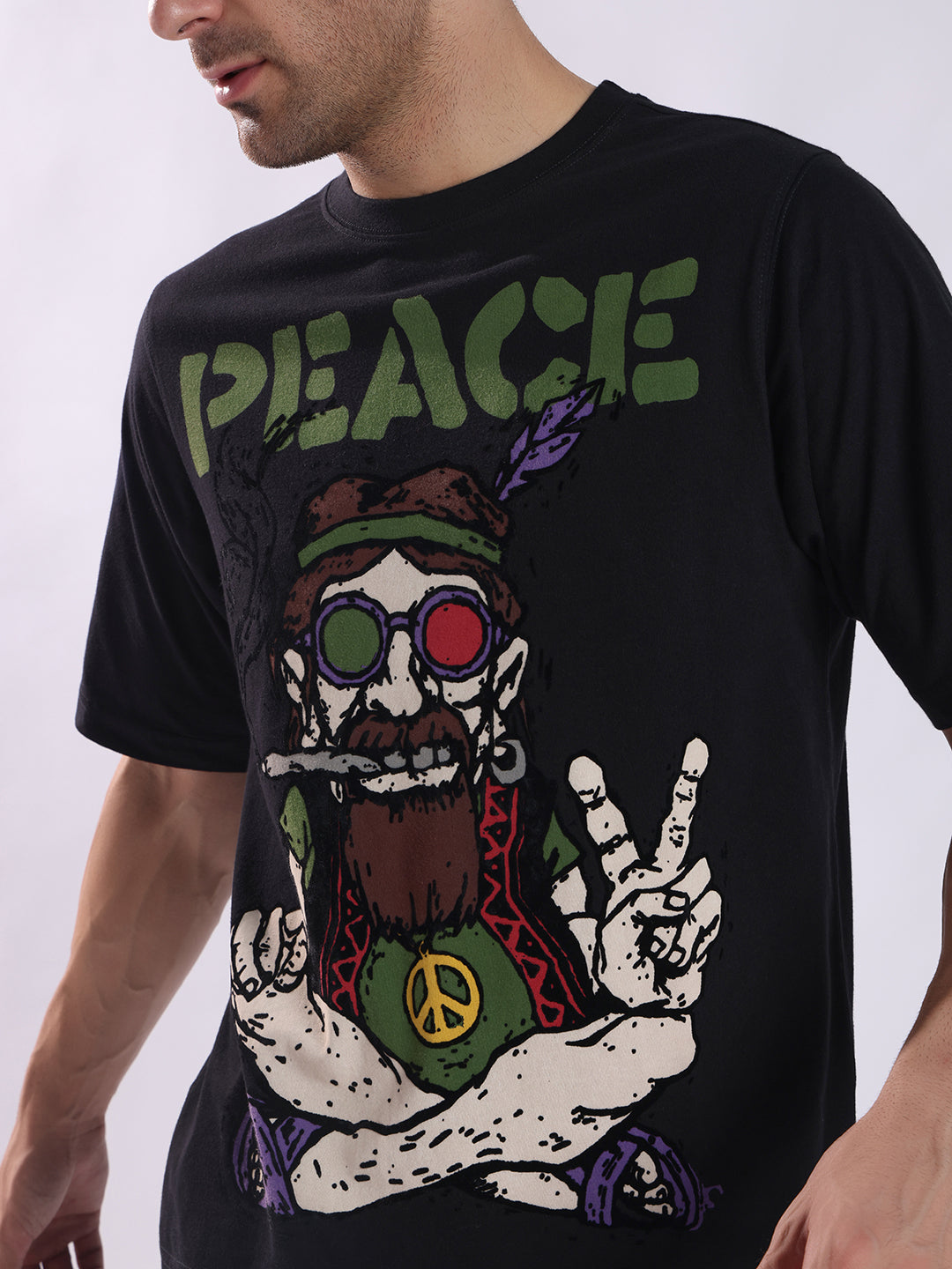 PUNK Peace Baba Oversized T-Shirt - Black