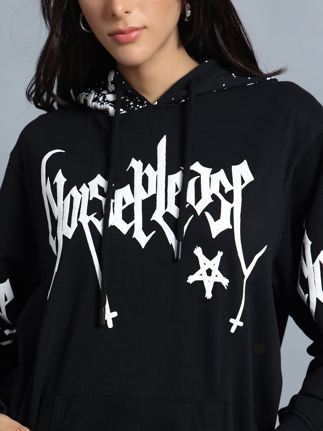 Punk Noise Please Black Sweatshirt for Women