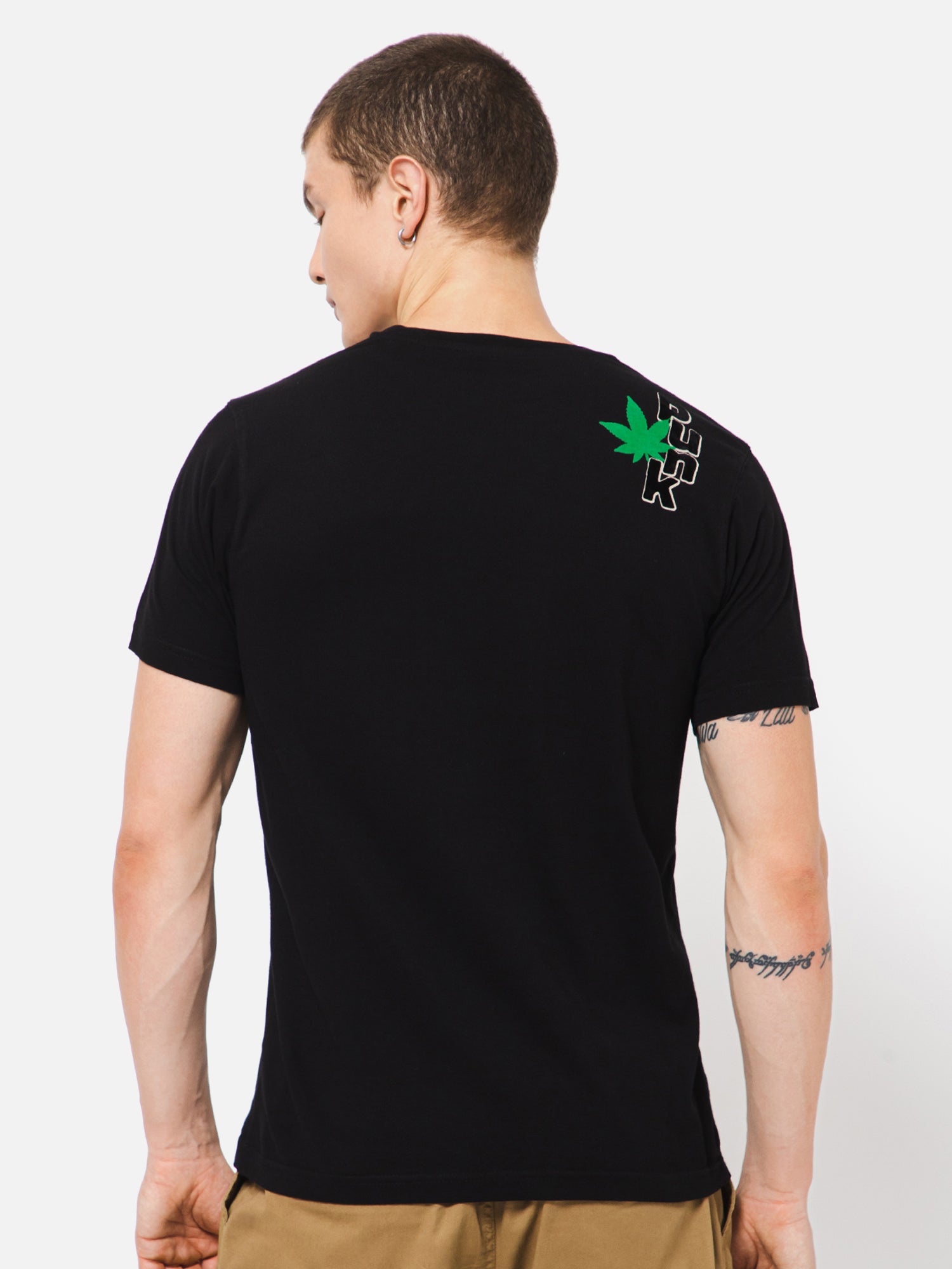 Punk STAY-HIGH Black Weed Printed Tshirt