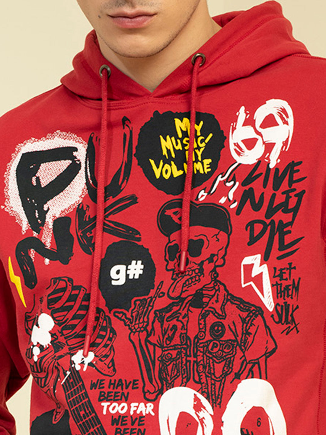 PUNK-ROCK-69-Red Hoodie Sweatshirt