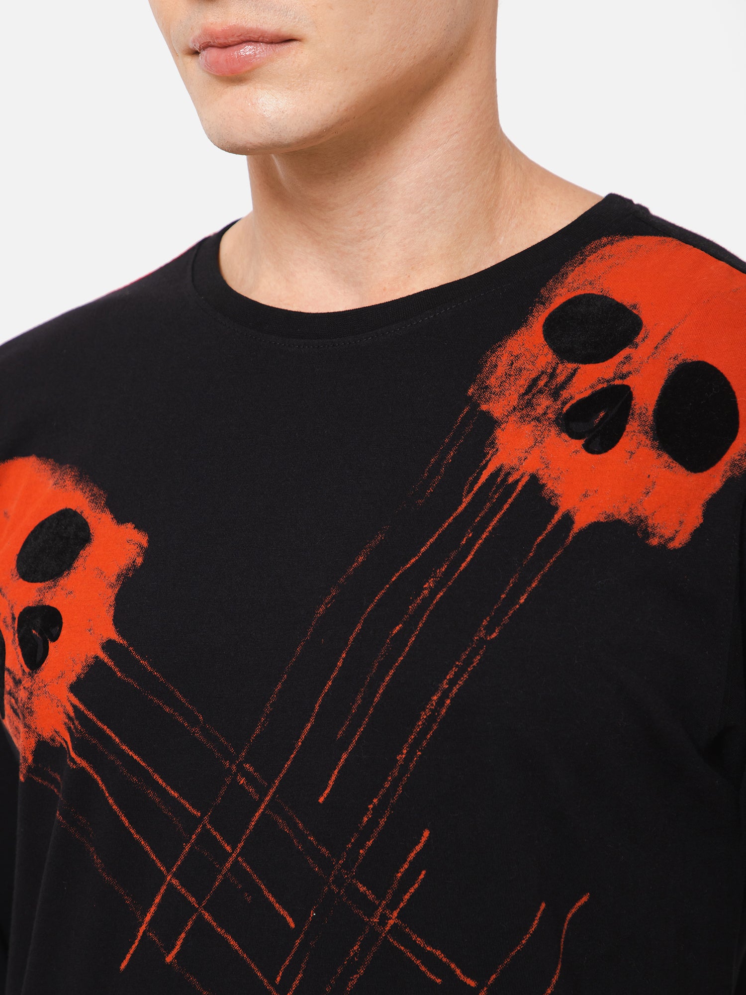 Dot Skull Black Oversized T-Shirt for Men | PUNK