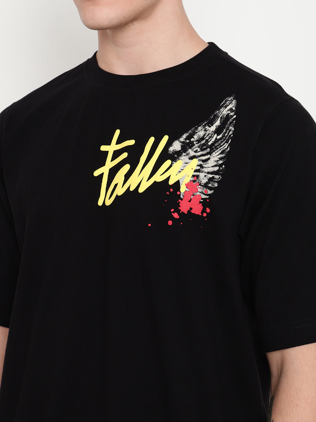 PUNK Black FALLEN-TO-RISE Oversized Tshirt