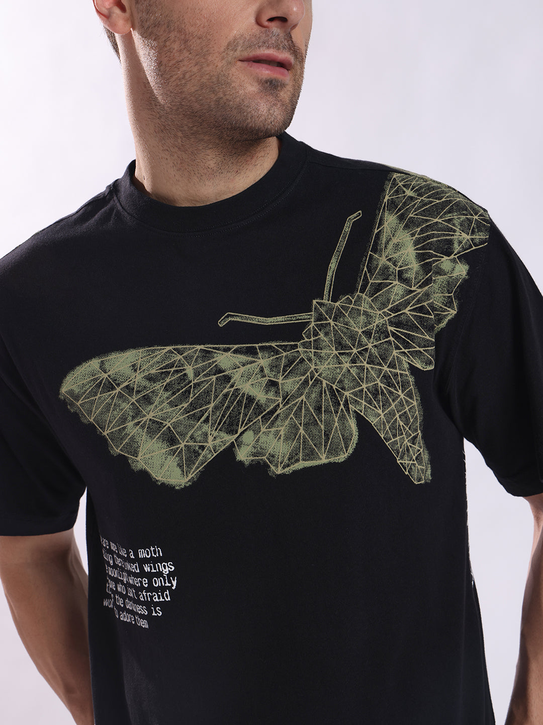 Digi Moth Oversized Black T-Shirt - Bold & Edgy Streetwear | PUNK