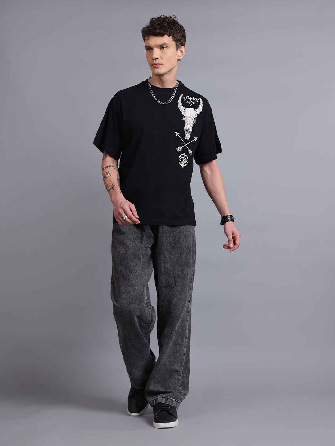 THE-PUREGOTH Oversized Black T-Shirt | Gothic Streetwear by PUNK | New In